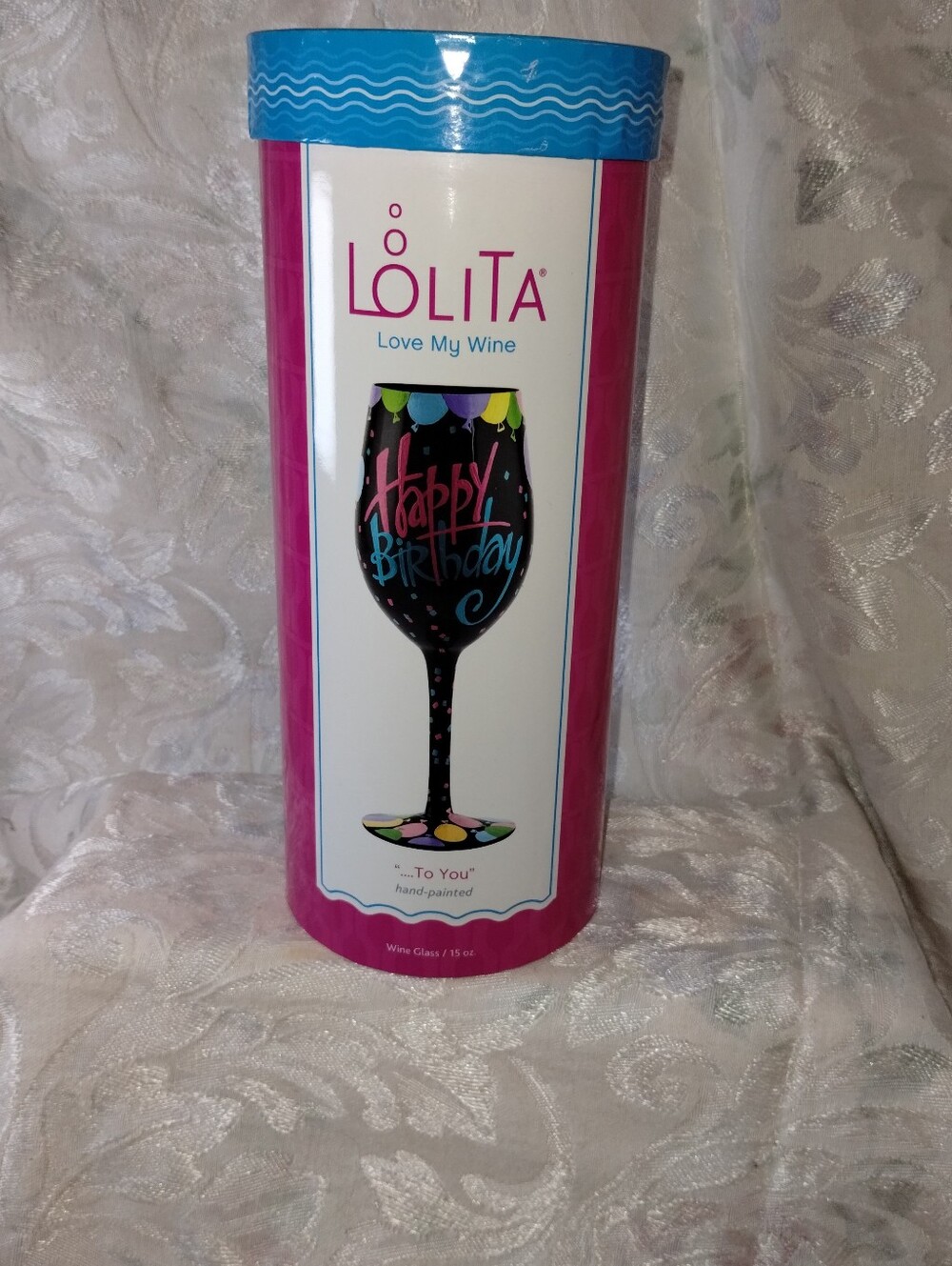Lolita Multicolor Hand-Painted 'Happy Birthday' Wine Glass Tube